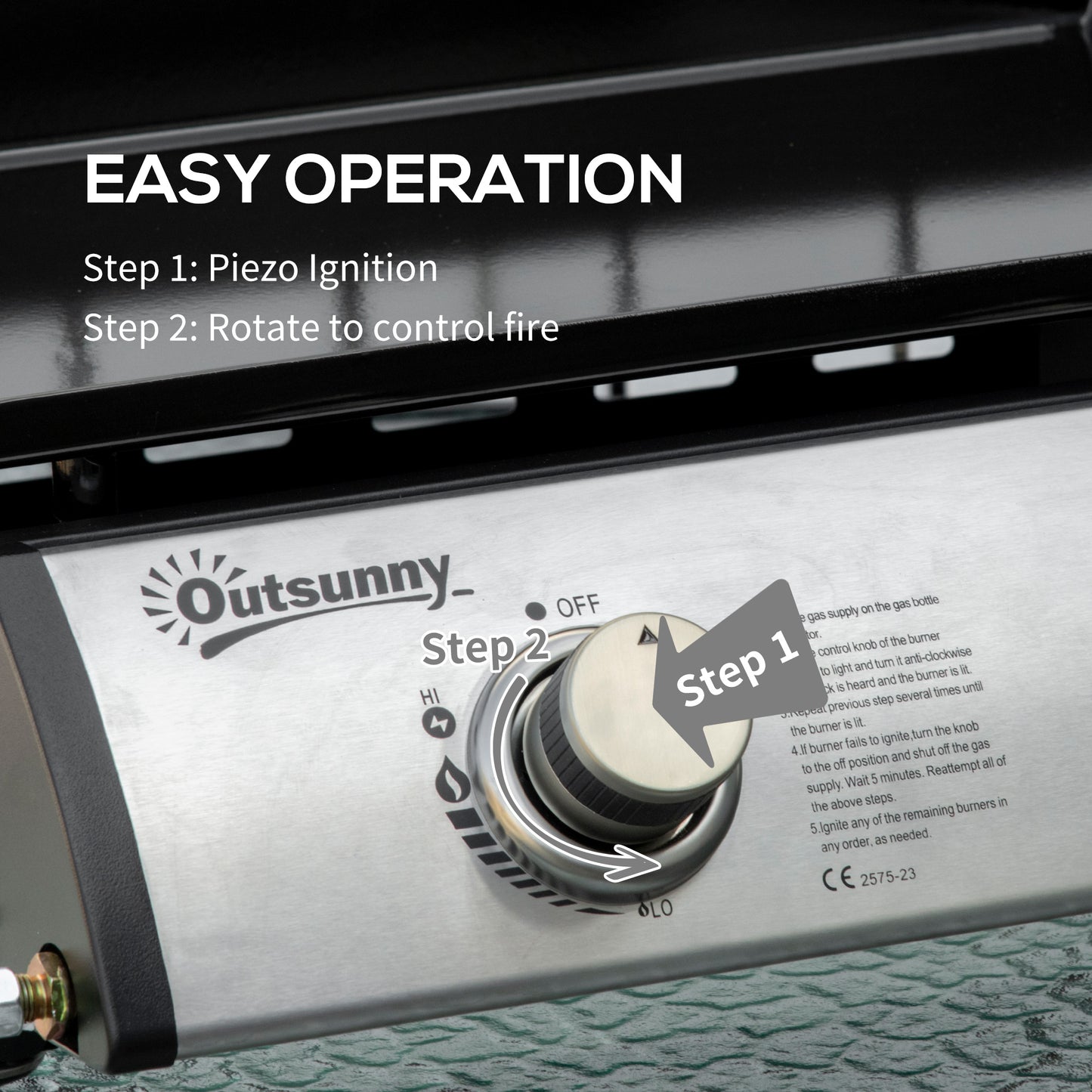 Outsunny 3 Burner Liquefied Gas Grill, Portable Tabletop BBQ Grill, for Camping, Picnic, Silver