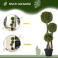 HOMCOM Set of 2 3FT Artificial Tree Bamboo Tree Fake Plants in Pot for Home Office Living Room Decor, Green