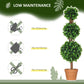 HOMCOM 2 Pack 35.5" Artificial Trees, Boxwood Topiary Ball Trees with Pot for Indoor, Outdoor, Home Office, Living Room, Green