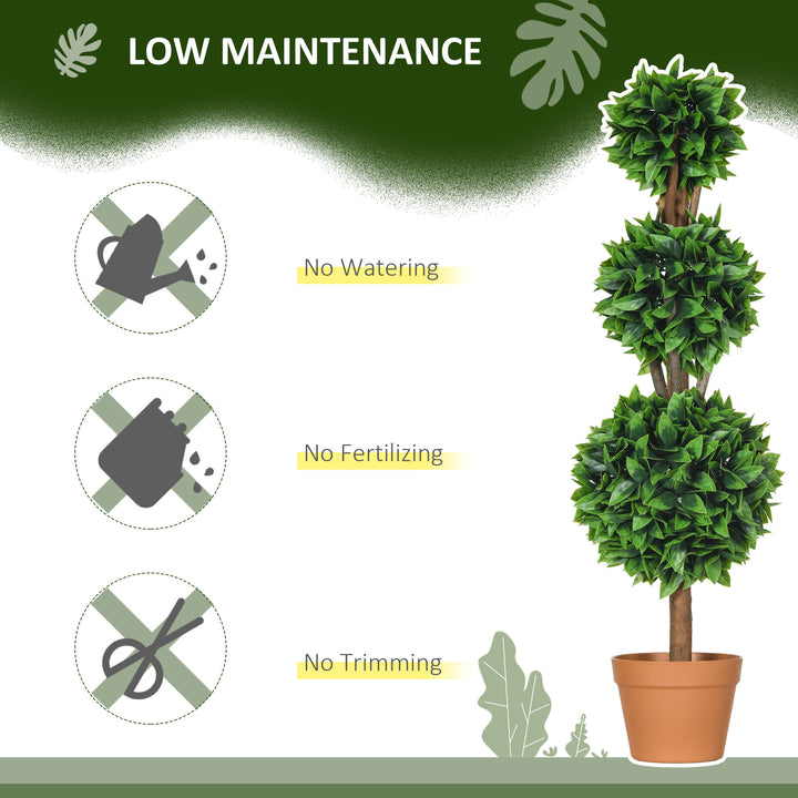 HOMCOM 2 Pack 35.5" Artificial Trees, Boxwood Topiary Ball Trees with Pot for Indoor, Outdoor, Home Office, Living Room, Green