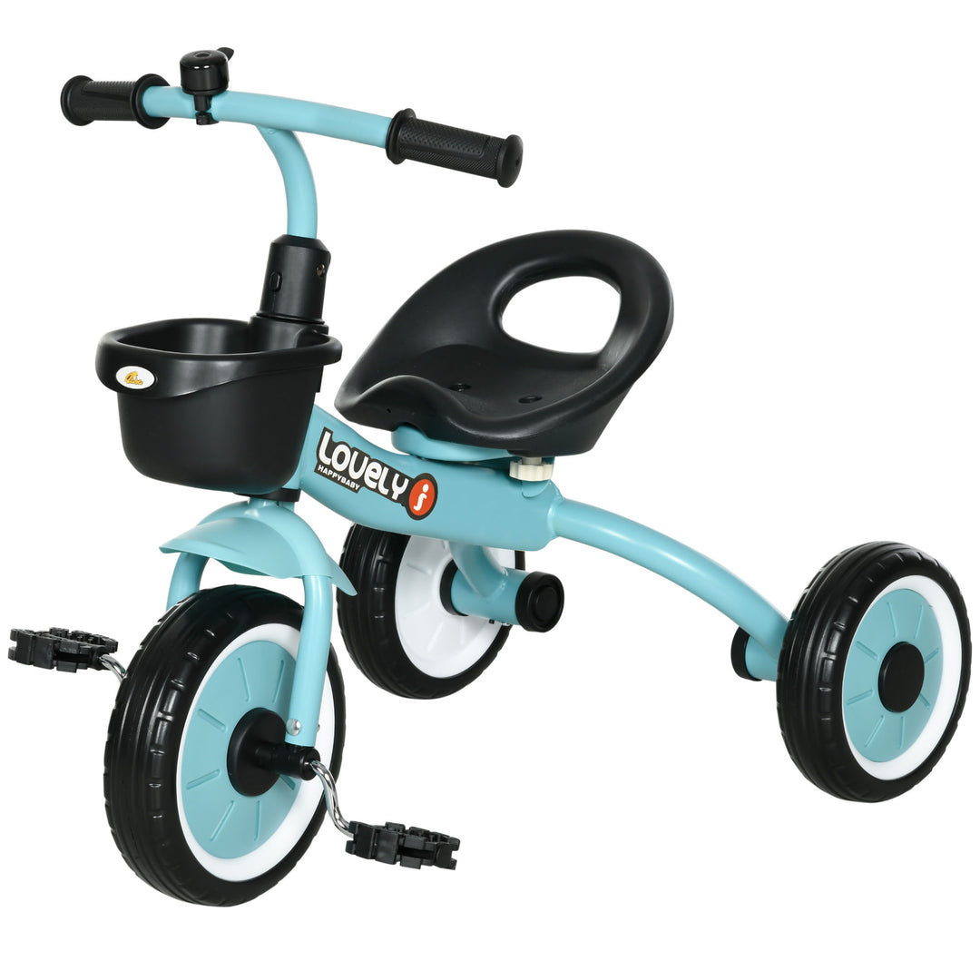 Qaba Tricycle for Toddler 2-5 Year Old Girls and Boys, Toddler Bike with Adjustable Seat, Basket, Bell, White