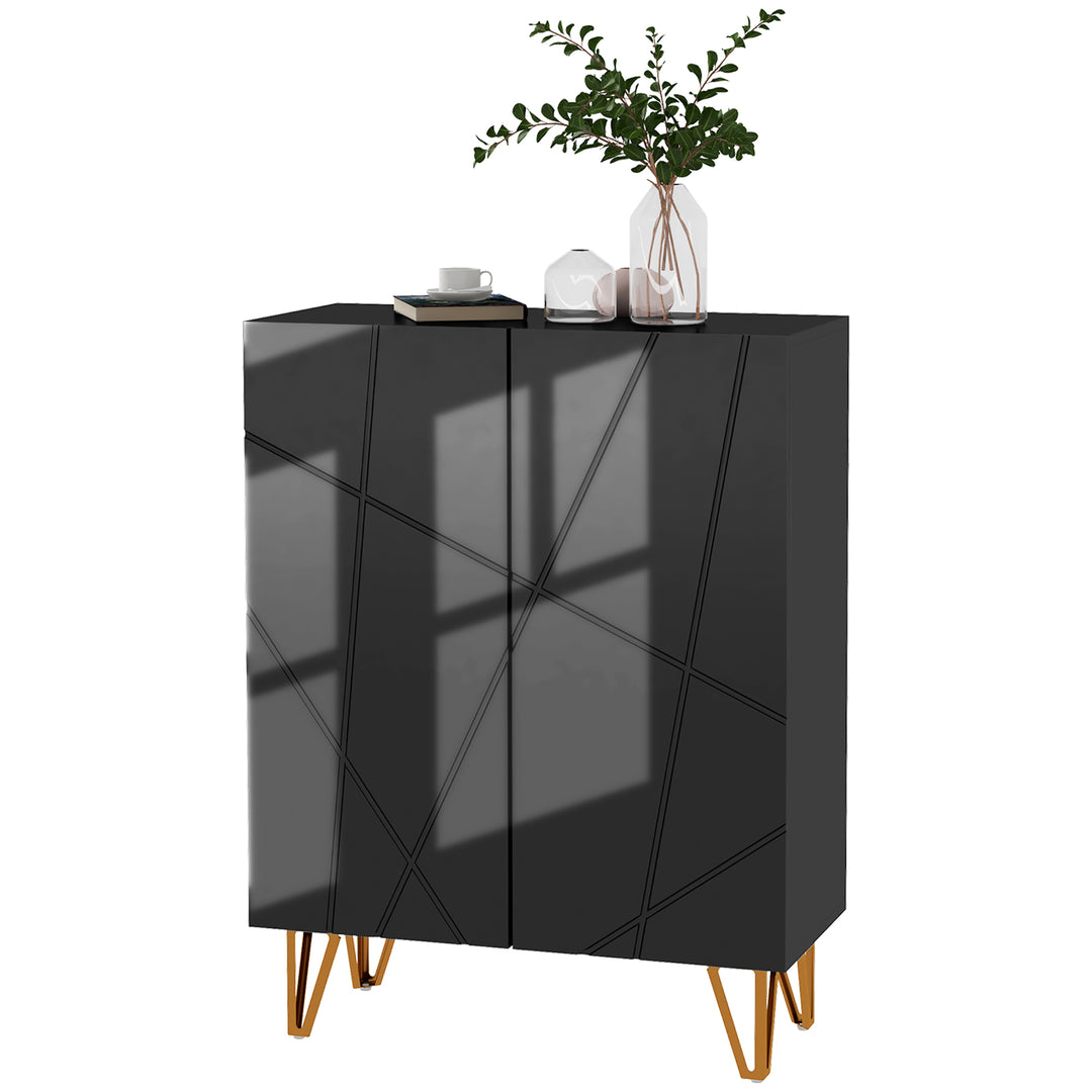 HOMCOM Narrow Shoe Storage Cabinet with Soft-Close Hinges and Adjustable Shelves for 15-20 Pairs of Shoes, High Gloss White