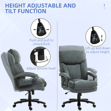 HOMCOM Big and Tall Executive Office Chair, Up to 450 lbs. Heavy Duty Desk Chair, Computer Chair for Heavy People, Grey