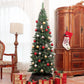 HOMCOM 6ft Artificial Pencil Christmas Tree with 618 Branches, Pinecones, Metal Stand, Realistic Xmas Tree for Home