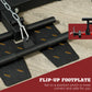 Soozier Lat Pull Down Machine, High / Low Pulley Machine with Adjustable Seat and Flip-Up Footplate, Red