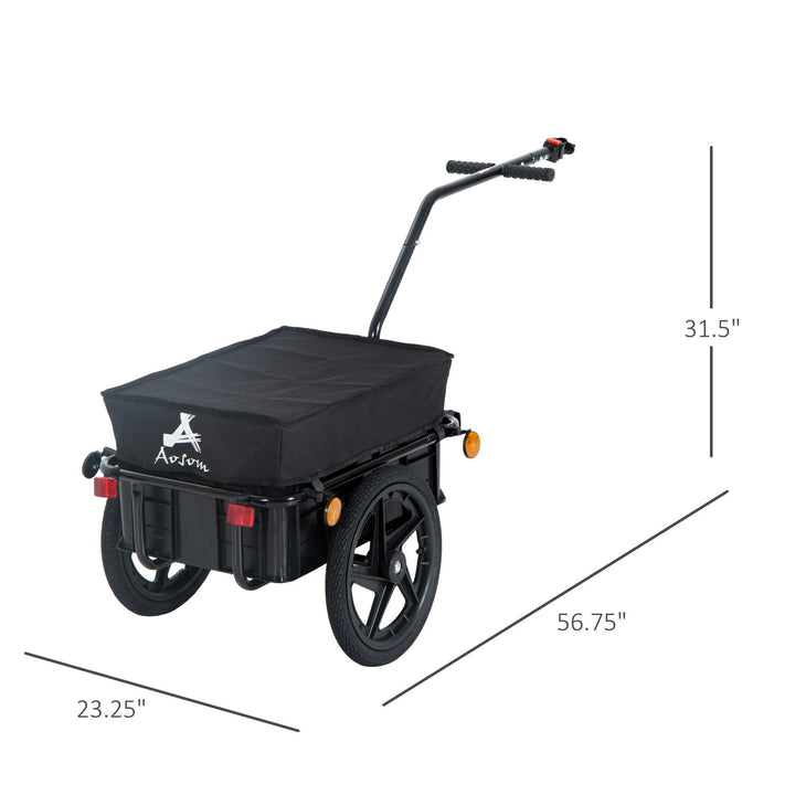 Aosom Multi-Functional Bike Trailer Steel Large Bike Luggage Cart Carrier Black