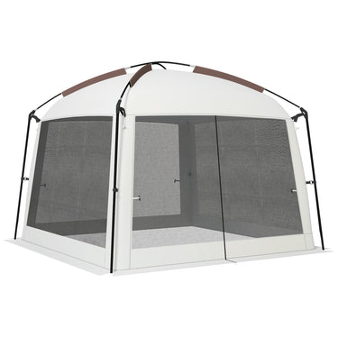 Outsunny 10' x 10' Screen Tent, UV50+ Protection Outdoor Screen House with Carry Bag & Ground Stakes, Fits 6-8 People, White