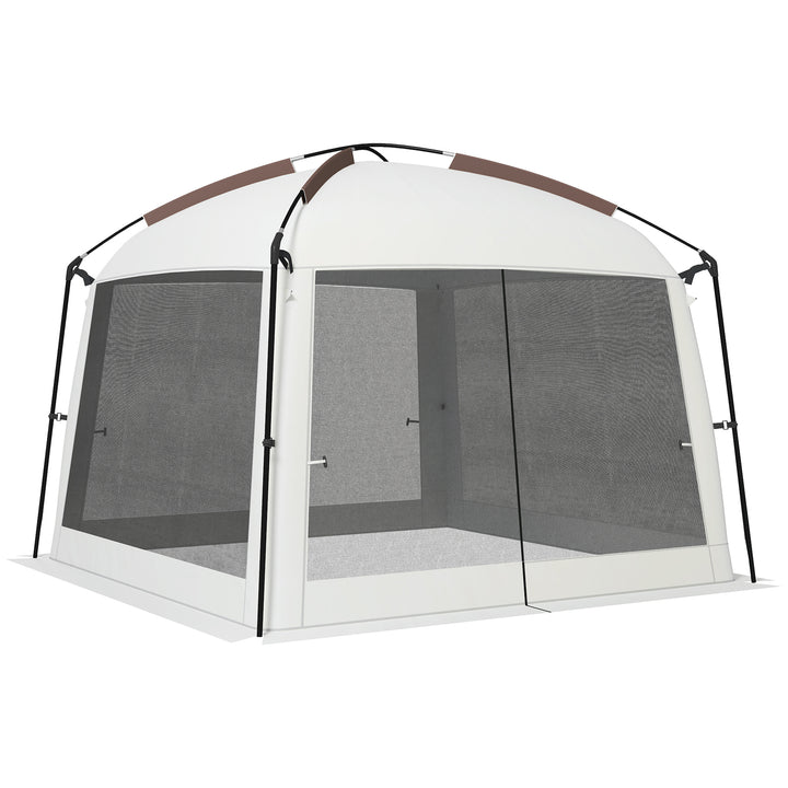 Outsunny 10' x 10' Screen Tent, UV50+ Protection Outdoor Screen House with Carry Bag & Ground Stakes, Fits 6-8 People, White