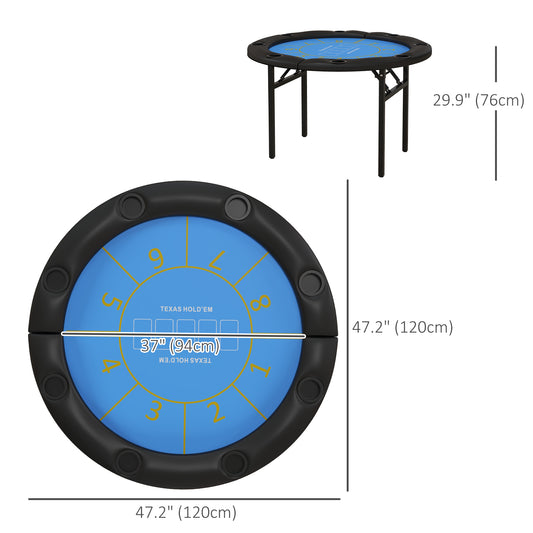 Soozier Foldable Poker Table Blackjack Texas Holdem Poker Game Table with Cup Holders, 47" Round, Black