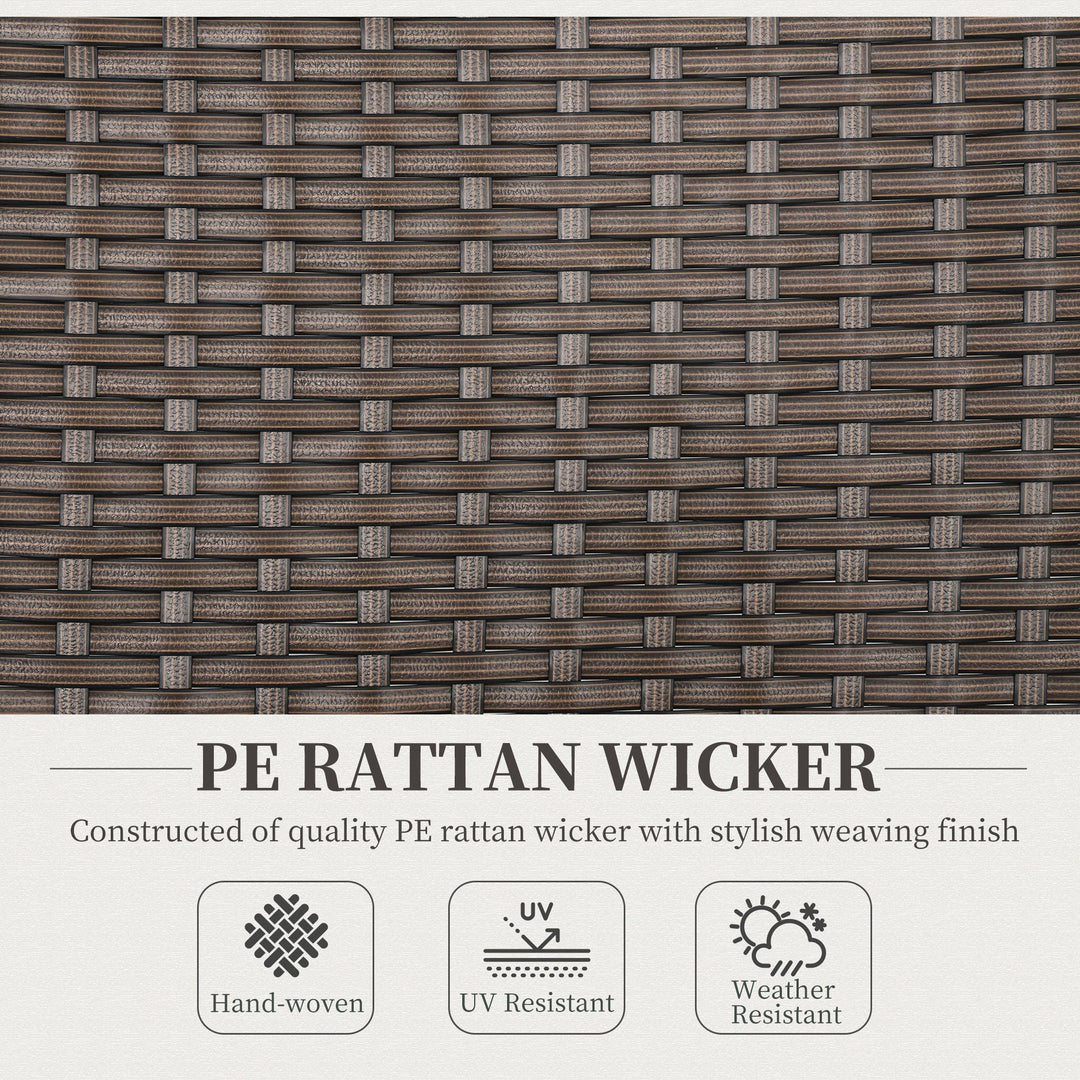 Outsunny Folding Wicker Patio Dining Chair with 5-level Reclining Back, Wooden Armrests for Outdoor, Garden, Backyard, Brown