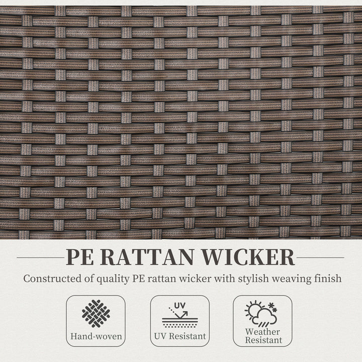 Outsunny Folding Wicker Patio Dining Chair with 5-level Reclining Back, Wooden Armrests for Outdoor, Garden, Backyard, Brown