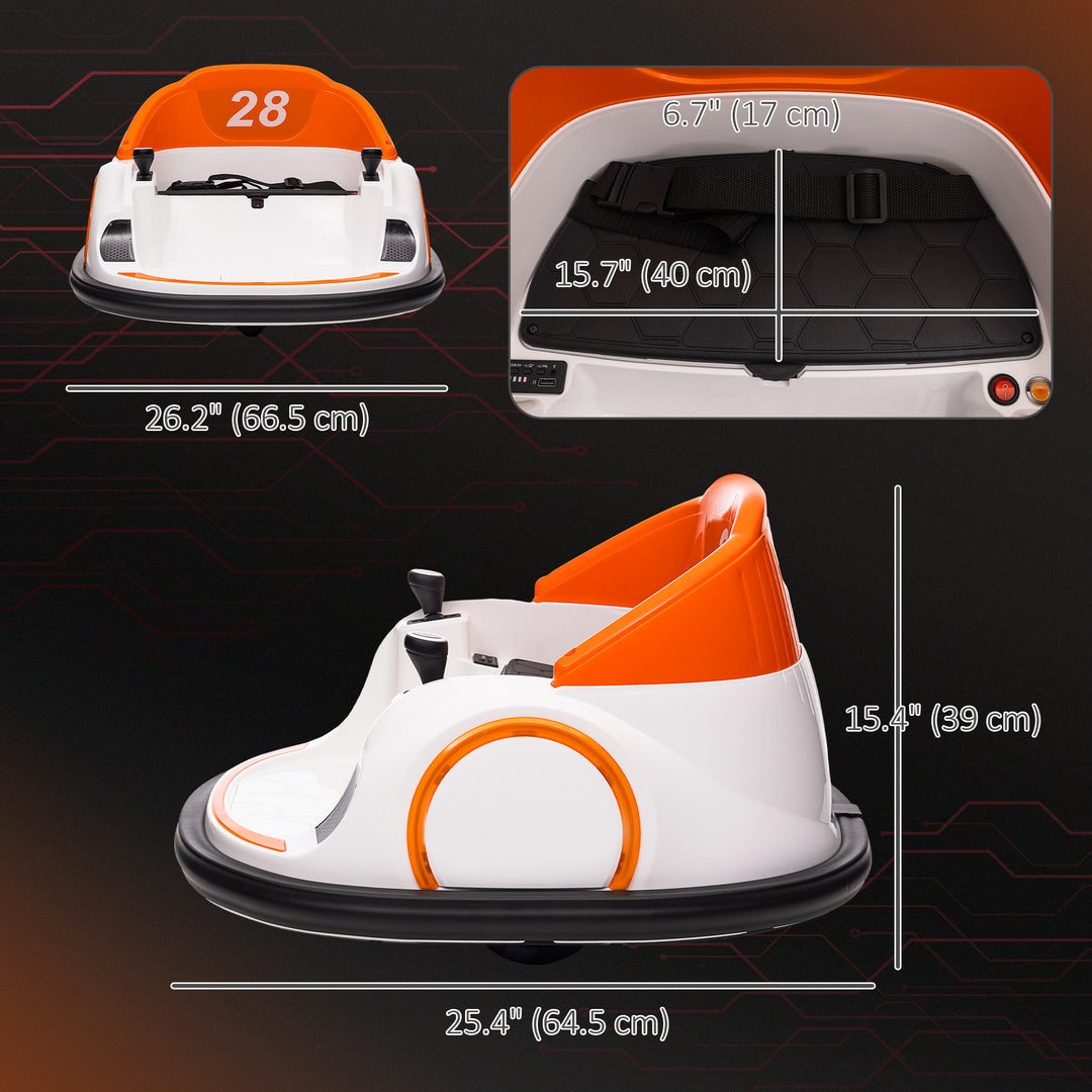 Qaba 12V Bumper Car for Toddlers, Ride On Car with 360 Degree Remote Control, Lights Music Horn, for 1.5-5 Years, Pink