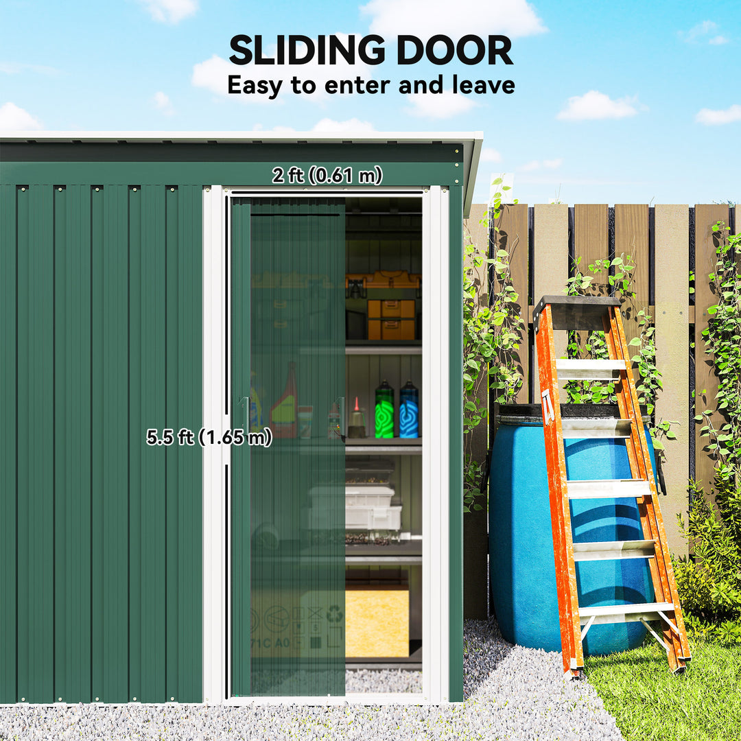 Outsunny 5 x 3 FT Outdoor Storage Shed with Sliding Door and Sloped Roof, Steel Frame Garden Shed Tool Equipment, Black