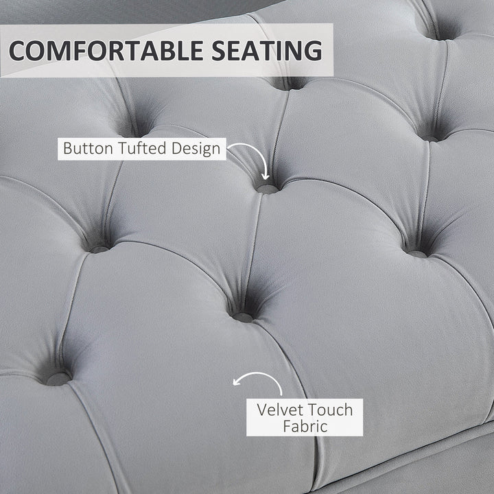 HOMCOM End of Bed Bench, Upholstered Bench, Entryway Shoe Bench with Button Tufted for Living Room, Bedroom, Grey