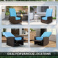 Outsunny Outdoor Rattan Wicker Lounge Chair with Footrest & Soft Cushion for Patio, Garden, Backyard, Sky Blue