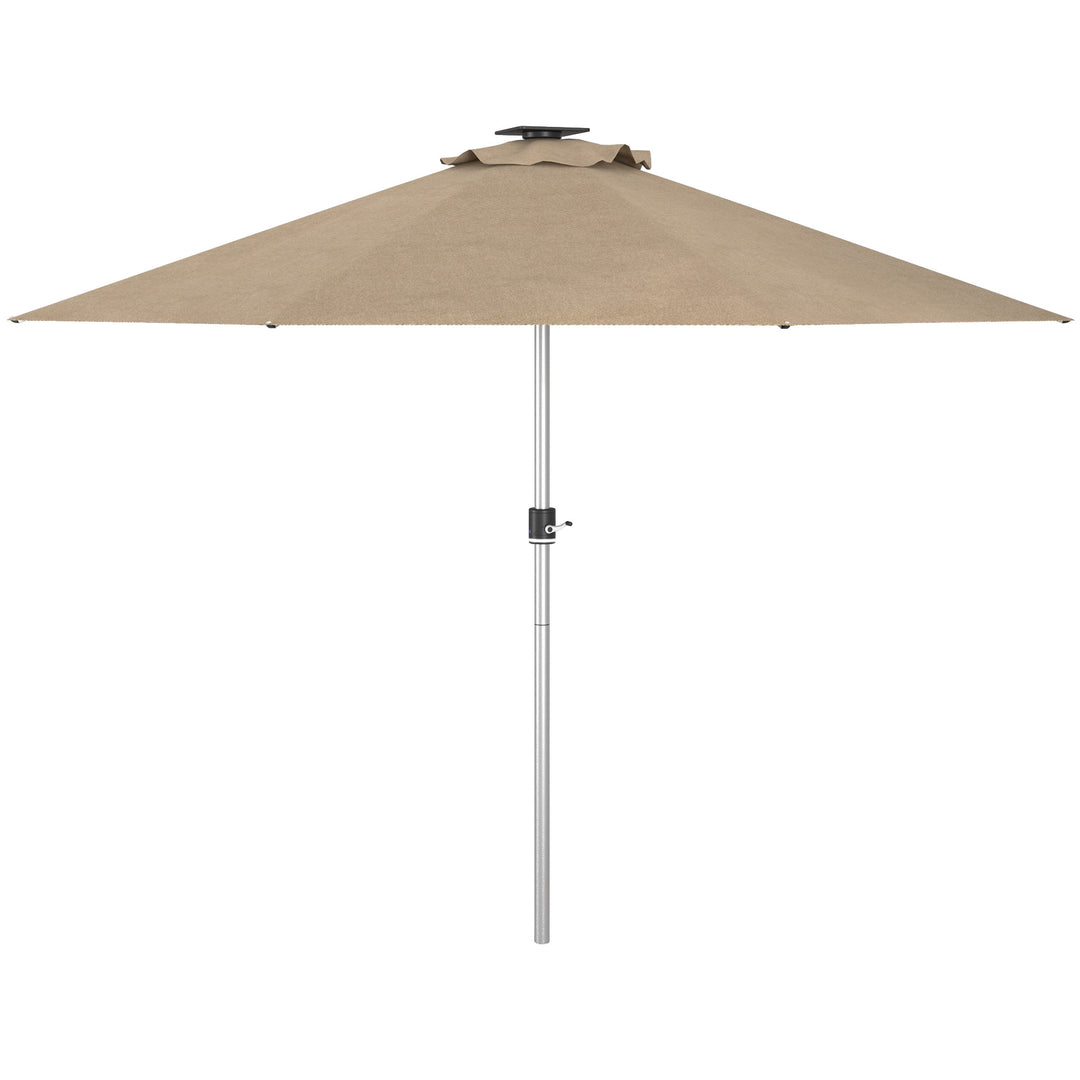 Outsunny LED Patio Umbrella, Lighted Deck Umbrella with 4 Lighting Modes, Solar & USB Charging, Charcoal Grey