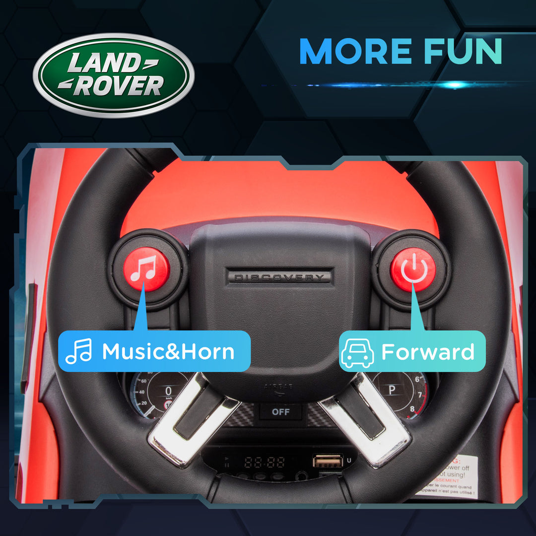 Qaba 2 in 1 6V Land Rover Licensed Electric Car for Kids, Sliding Car with Music Horn Headlights, for 18-60 Months White