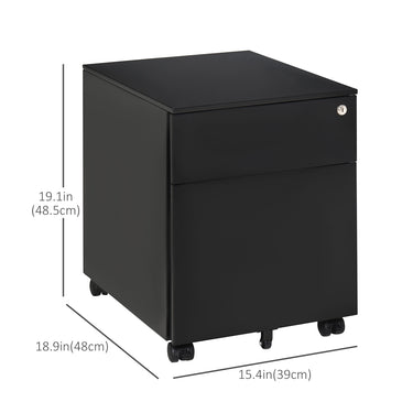 Vinsetto Lockable File Cabinet, Steel Filing Cabinet on Wheels for Legal, A4, Letter Size, with Pencil Tray for Home Office