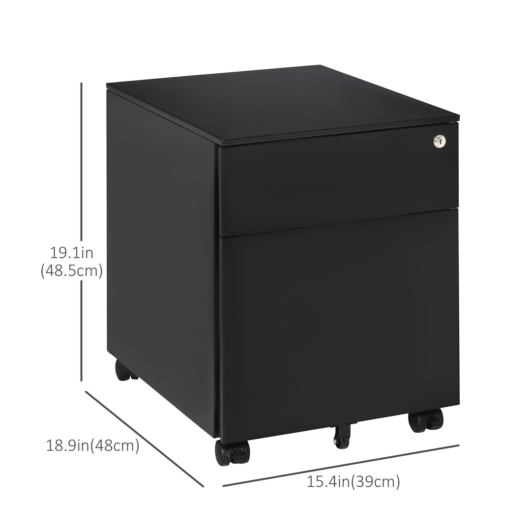 Vinsetto Lockable File Cabinet, Steel Filing Cabinet on Wheels for Legal, A4, Letter Size, with Pencil Tray for Home Office