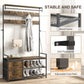 HOMCOM 6-In-1 Hall Tree with Bench and Shoe Storage, Coat Rack Shoe Bench with 10 Hooks, 2 Fabric Drawers, Rustic Brown
