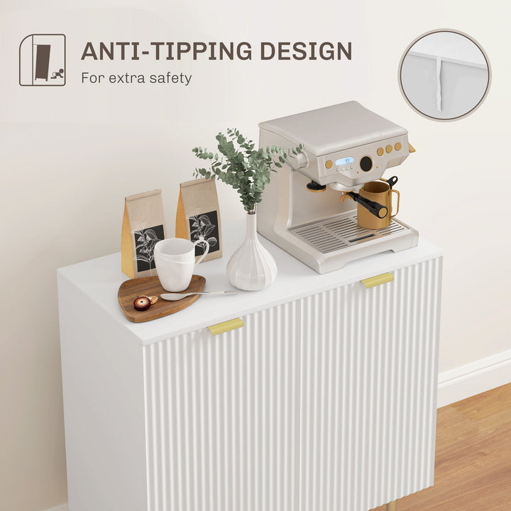 HOMCOM Modern Kitchen Storage Cabinet, Sideboard Buffet Cabinet with Adjustable Shelves and Metal Legs for Kitchen, Black