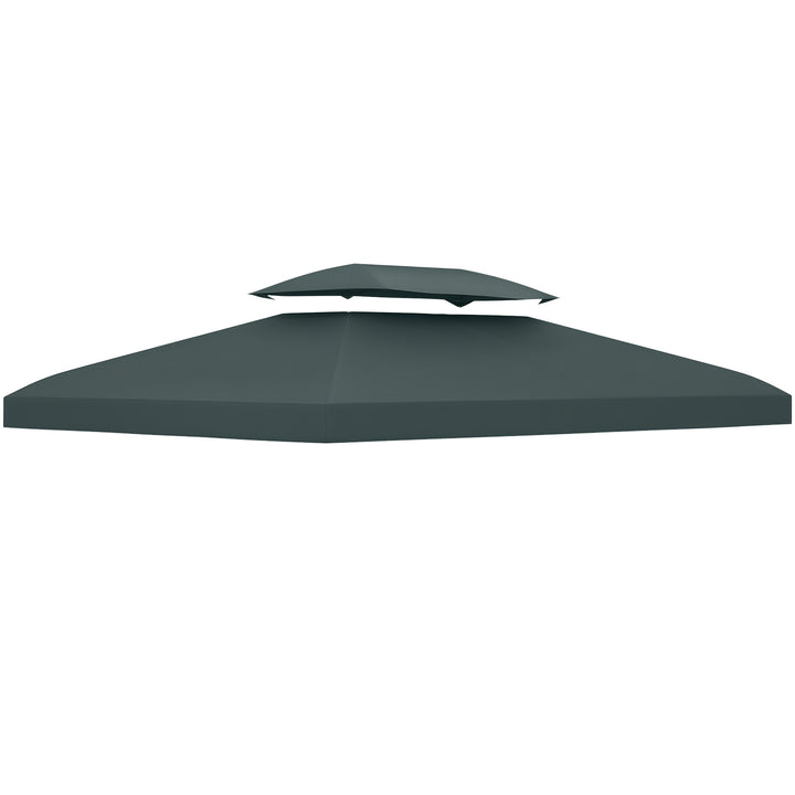 Outsunny 13' x 10' Gazebo Replacement Canopy 2 Tier Top UV Cover Pavilion Garden Patio Outdoor, Grey (TOP ONLY)