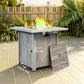Outsunny 28" 50,000 BTU Gas Fire Pit Table with Cover and Glass Screen, Grey