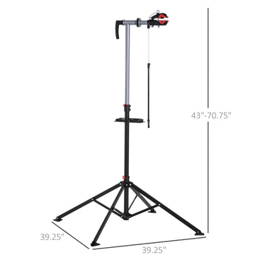 HOMCOM Bike Repair Work Stand Adjustable Telescopic Arm 70.75" Rack Tool Tray Cycle