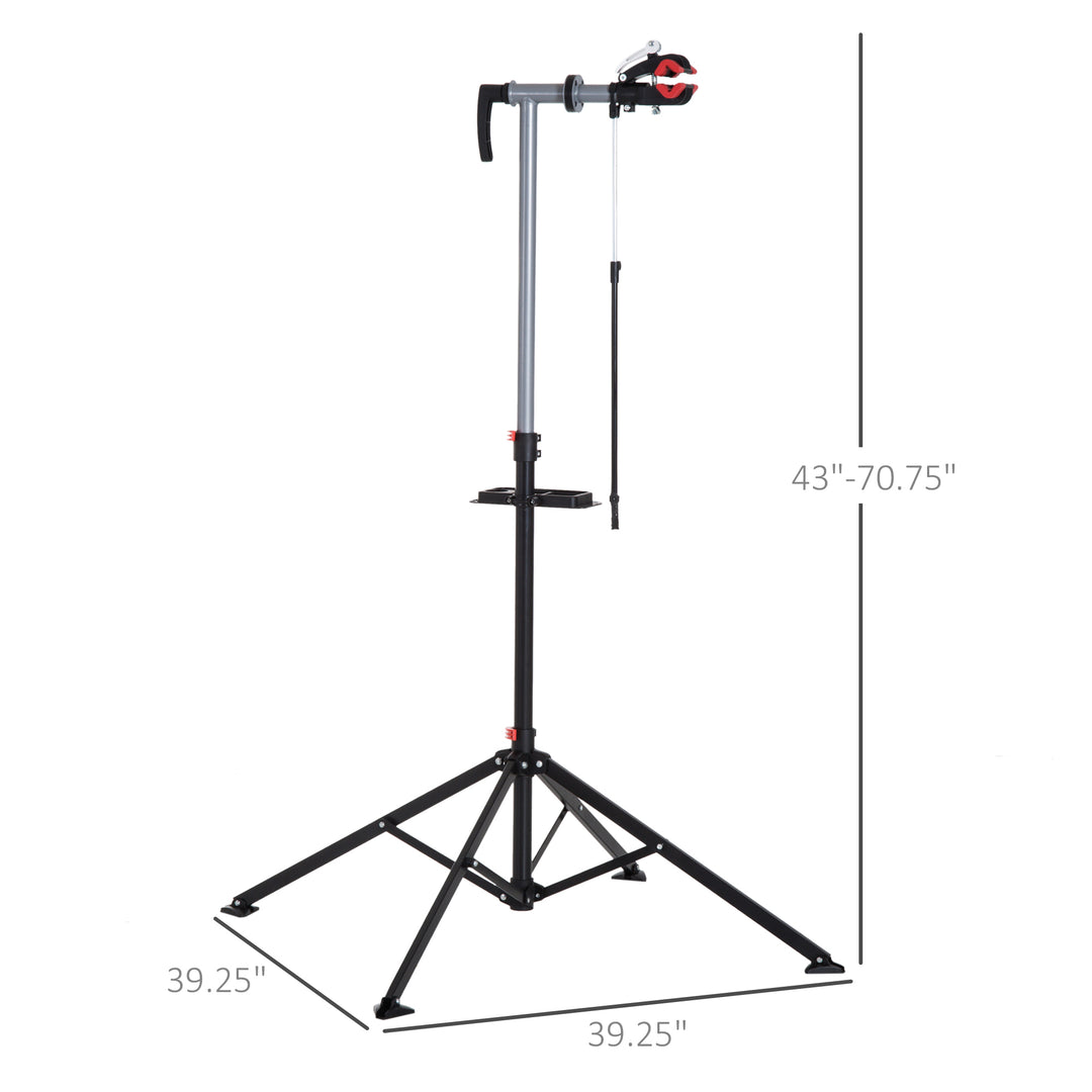 HOMCOM Bike Repair Work Stand Adjustable Telescopic Arm 70.75" Rack Tool Tray Cycle