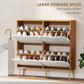 HOMCOM Shoe Storage Cabinet with 4 Flip Drawers and Adjustable Shelf, Shoe Cabinet for 8-16 Pairs of Shoes, Natural