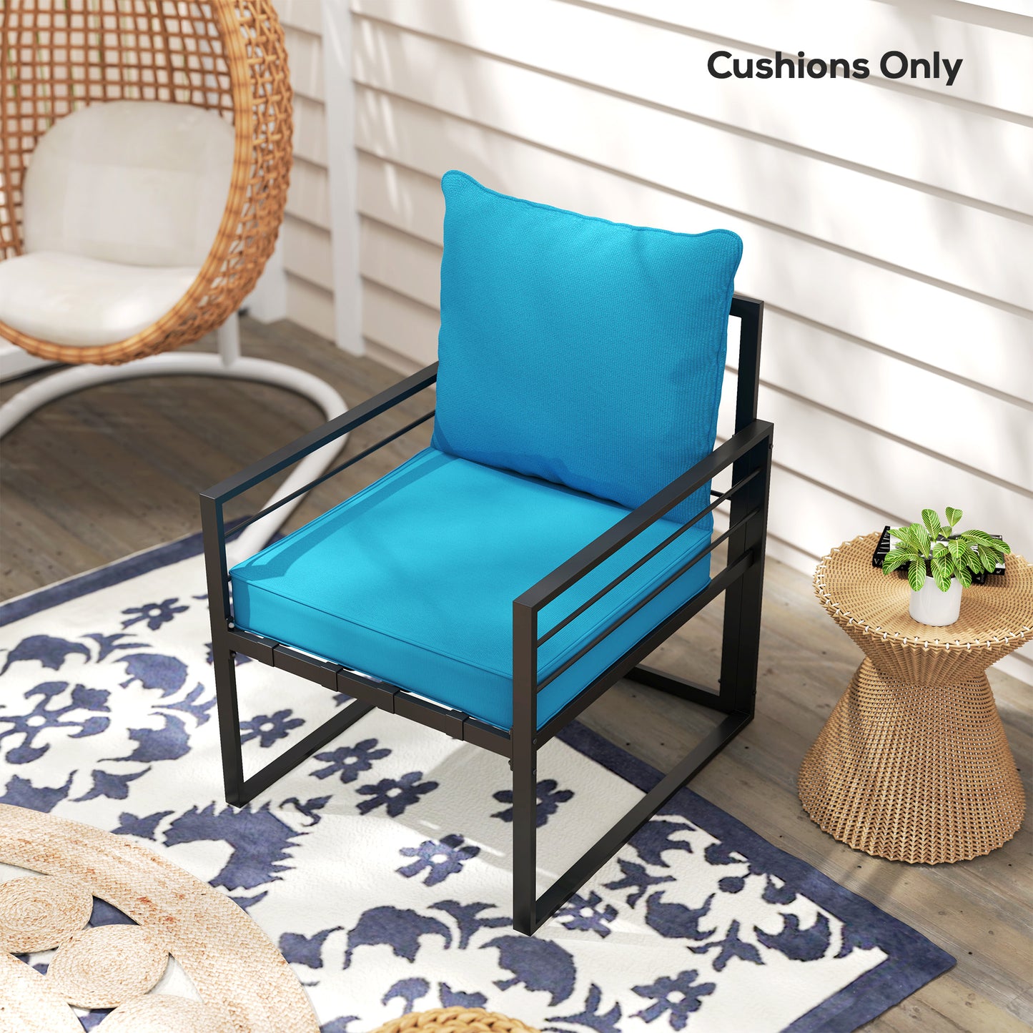 Outsunny Patio Chair Cushions, Thick Deep Seat Outdoor Seat Cushion with Back Cushion, Beige