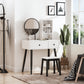 HOMCOM Vanity Desk with Stool, Makeup Vanity with Mirror, Wood Dressing Table with Storage Drawers and Shelf for Bedroom, White and Black