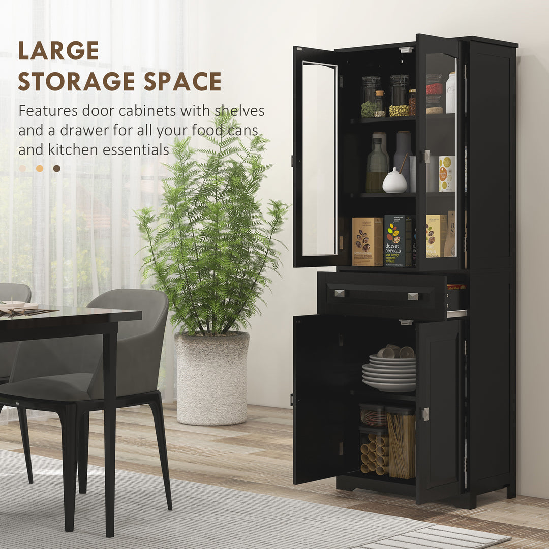 HOMCOM 63" 4-Door Kitchen Pantry Cabinet, Freestanding Storage Cabinet Cupboard with Adjustable Shelves, White