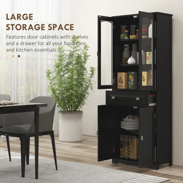 HOMCOM 63" 4-Door Kitchen Pantry Cabinet, Freestanding Storage Cabinet Cupboard with Adjustable Shelves, White