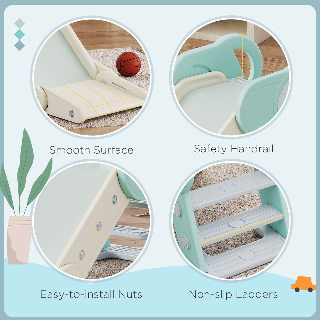 Qaba Toddler Slide Indoor, Foldable Kids Slide for Boys Girls 1.5-3 Years Old, Green