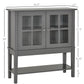HOMCOM Modern Sideboard Buffet Cabinet Wood Console Table with Glass Doors Kitchen Dining Room Furniture White