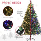 HOMCOM 6 Foot Prelit Artificial Christmas Tree with Dual Colour LED Light, Hinged Xmas Tree for Home Office Holiday