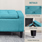 HOMCOM Storage Ottoman Bench Linen-Touch Fabric Tufted Chest Footstool with Flipping Top, Beige