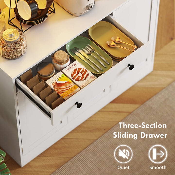 HOMCOM Tall Kitchen Pantry with LED Light, Freestanding Storage Cabinet with Hutch, Shelves, Drawer, Doors, White