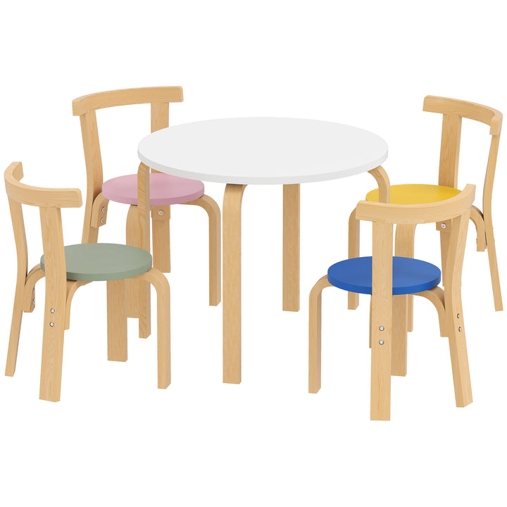 Qaba Wooden Kids Table and Chairs Set, Toddler Table and Chairs Set for 3-8 Years, Green
