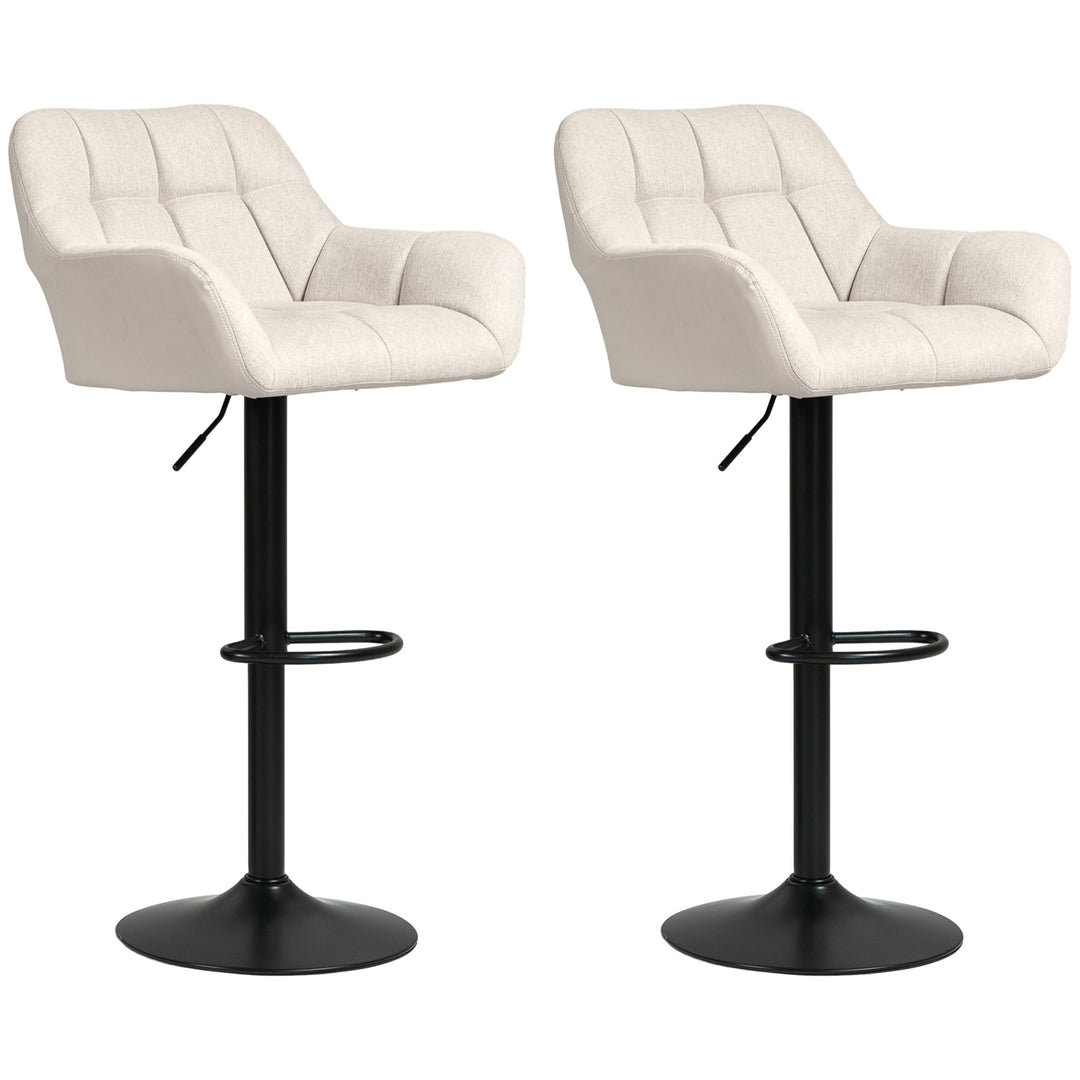HOMCOM Swivel Barstools Set of 2 Adjustable Bar Stools with Footrest Armrests and PU Leather Back for Dining Room Grey
