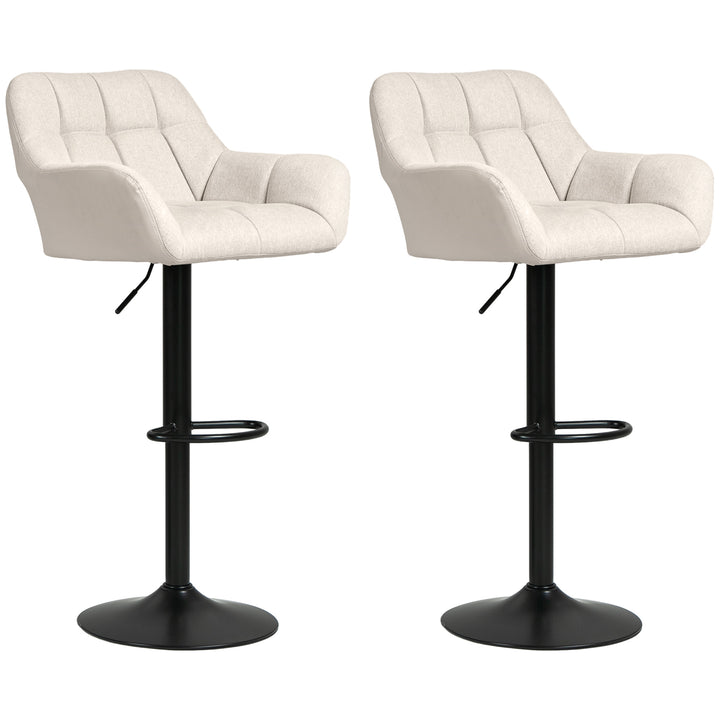 HOMCOM Swivel Barstools Set of 2 Adjustable Bar Stools with Footrest Armrests and PU Leather Back for Dining Room Grey