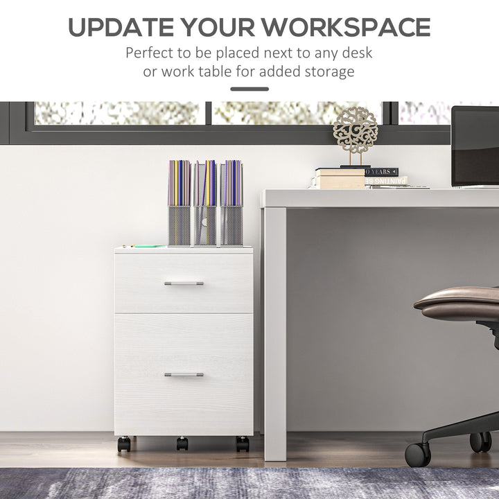 Vinsetto Mobile Filing Cabinet, Vertical File Cabinet with 2 Drawers, Wheels, for Letter or A4 File, Natural