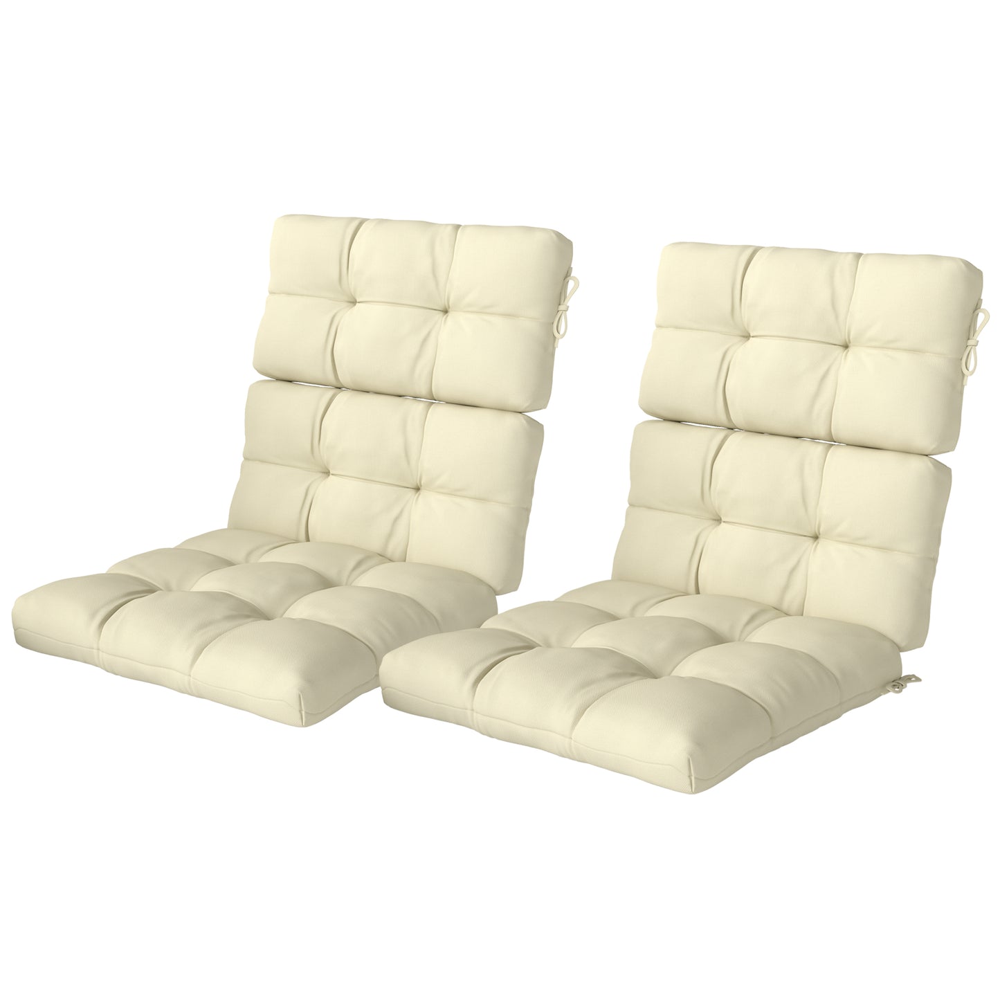 Outsunny 2-Piece Back Seat Cushion Replacement, Outdoor Patio Chair Cushions Set with Ties, Button Tufted, Beige