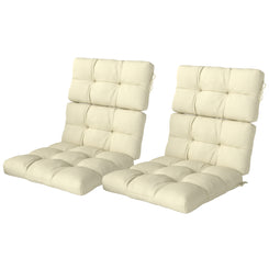 Outsunny 2-Piece Back Seat Cushion Replacement, Outdoor Patio Chair Cushions Set with Ties, Button Tufted, Beige