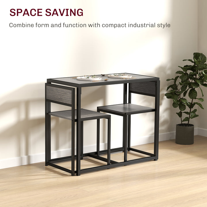 HOMCOM Dining Table Set, Industrial Dining Set for 2, Kitchen Table and Chairs for Small Space, Dining Room Table with Chairs