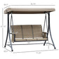 Outsunny 3 Person Porch Swing Outdoor Swing Chair with High Back Design, Side Pouches and Adjustable Canopy, Dark Grey
