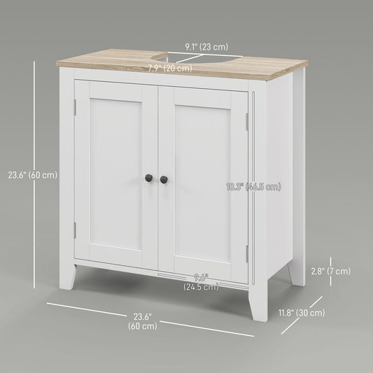 kleankin Bathroom Sink Vanity Unit, Under Sink Bathroom Cabinet with U-Shape Design and Adjustable Shelf, White