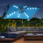 Outsunny 6.5x10ft Patio Umbrella Rectangle Solar Powered Tilt Aluminum Outdoor Market Parasol with LEDs Crank (Turquoise)