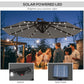 Outsunny 9.5' Offset Patio Umbrella Garden Parasol with Solar LED Lights and Weights, Dark Grey